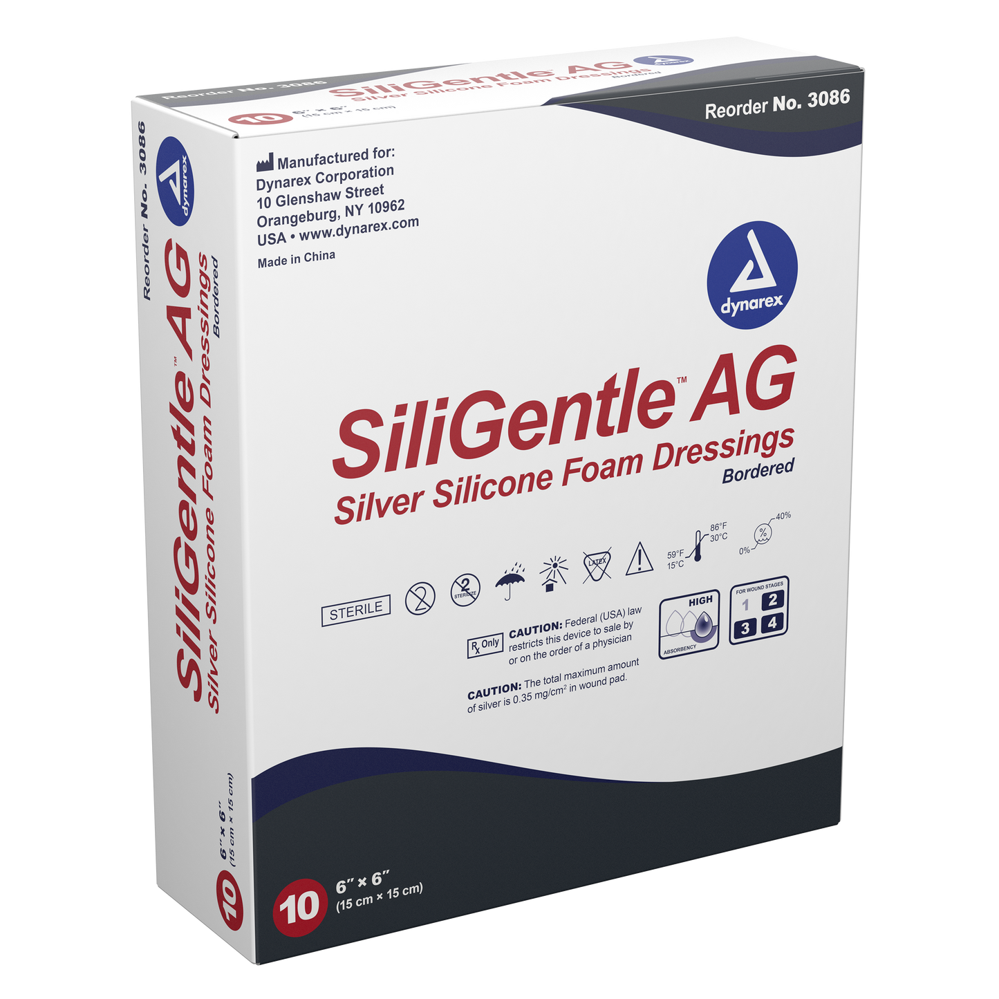 SiliGentle AG Silver Silicone Bordered Foam Dressing