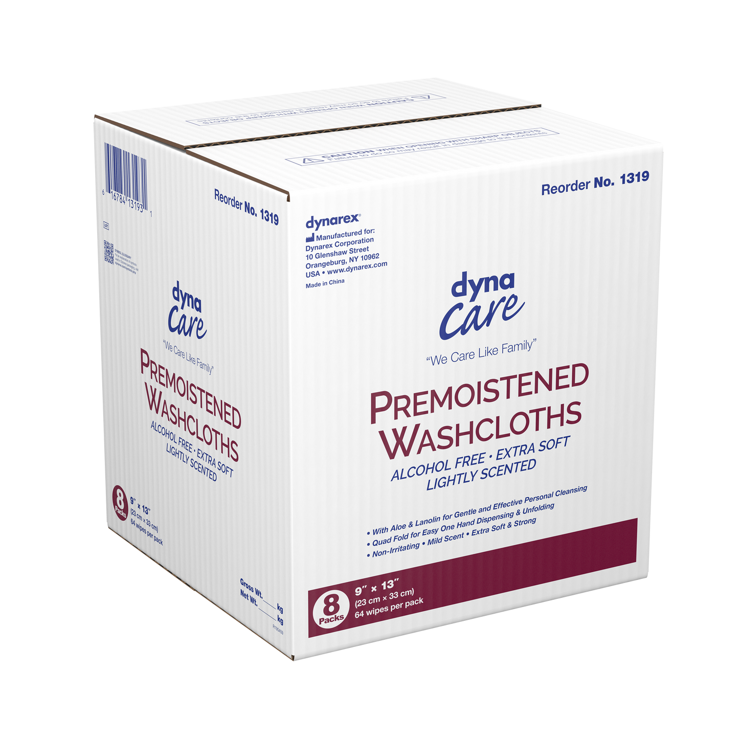 Dynarex - Premoistened Adult Washcloths, 9" x 13" - soft pack refills