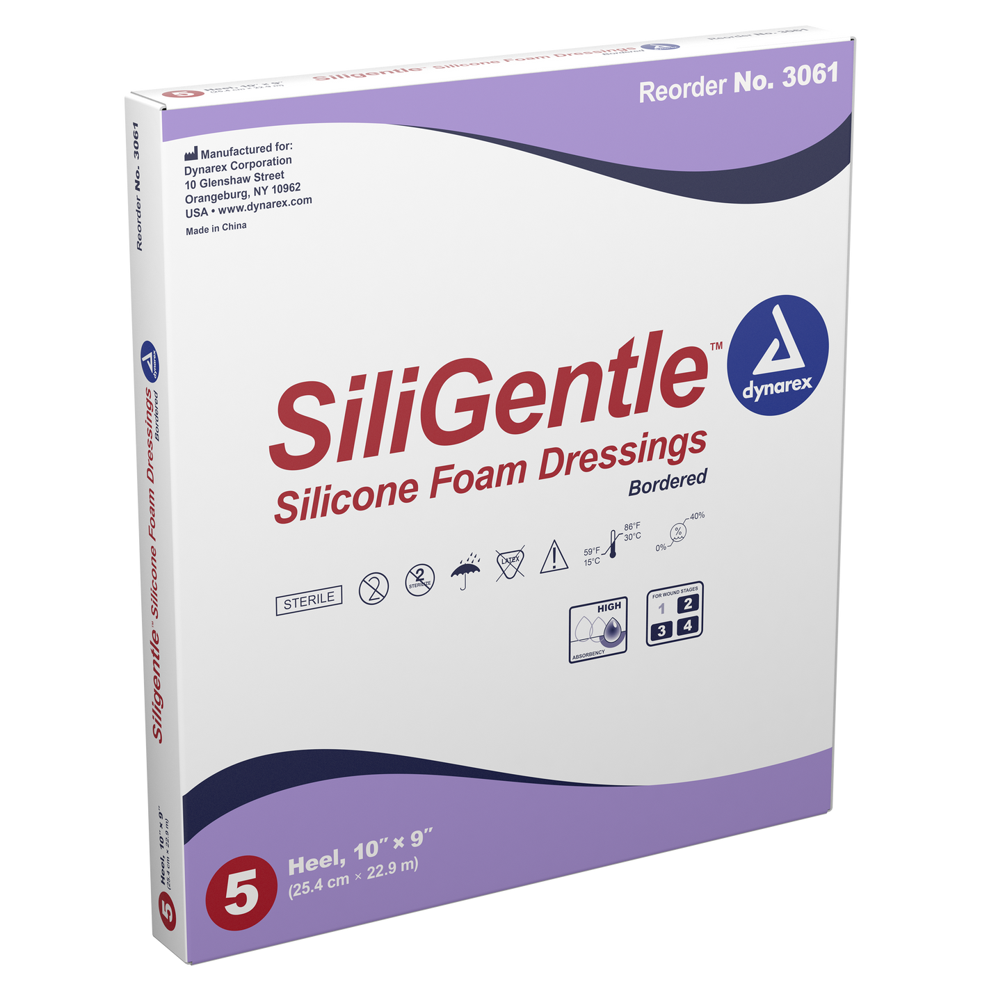 SiliGentle Silicone Bordered Foam Dressings - Heel - 10"x9"