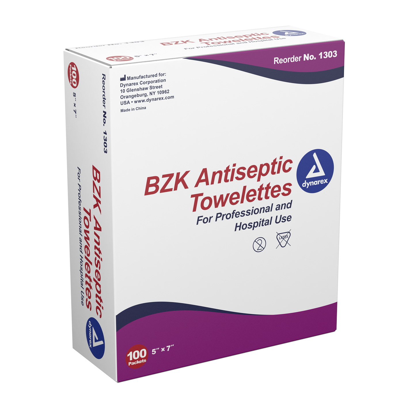 Dynarex - BZK Antiseptic Towelettes, 5" x 7"