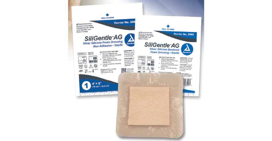 SiliGentle AG Silver Silicone Bordered Foam Dressing
