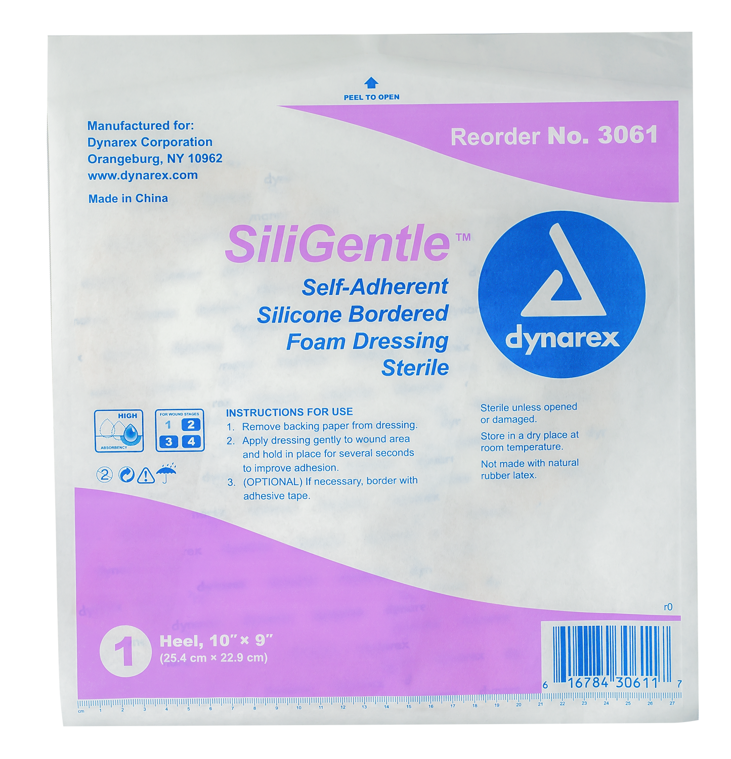 SiliGentle Silicone Bordered Foam Dressings - Heel - 10"x9"