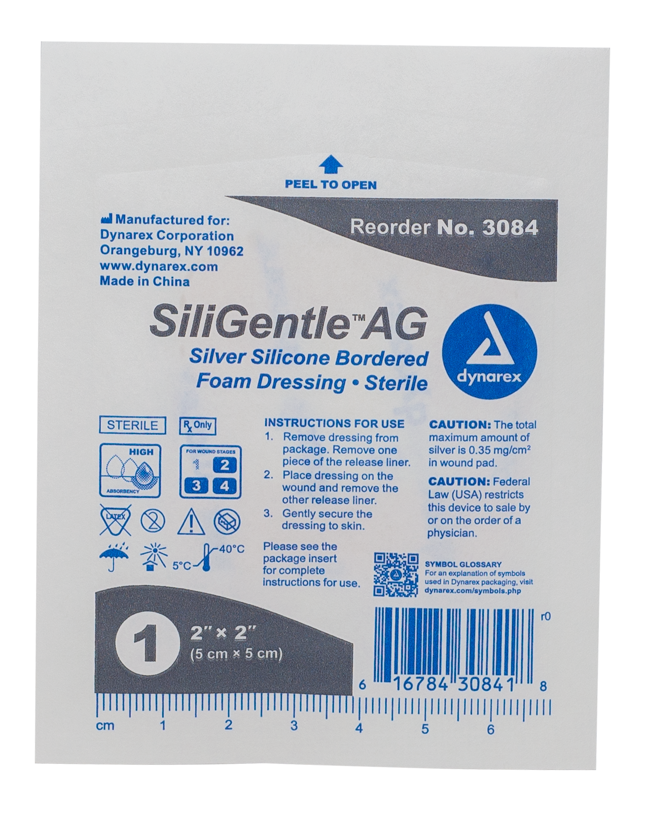 SiliGentle AG Silver Silicone Bordered Foam Dressing