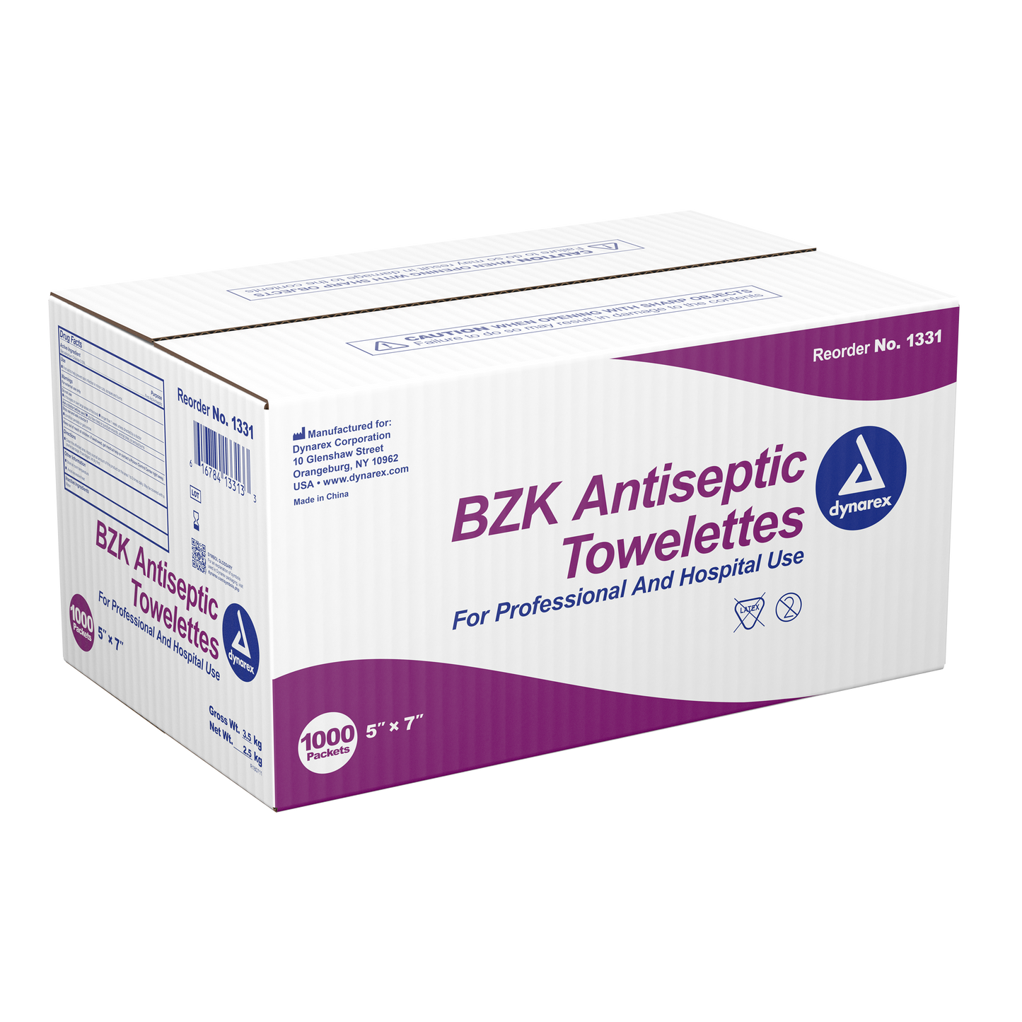 Dynarex - BZK Antiseptic Towelettes, 5" x 7"