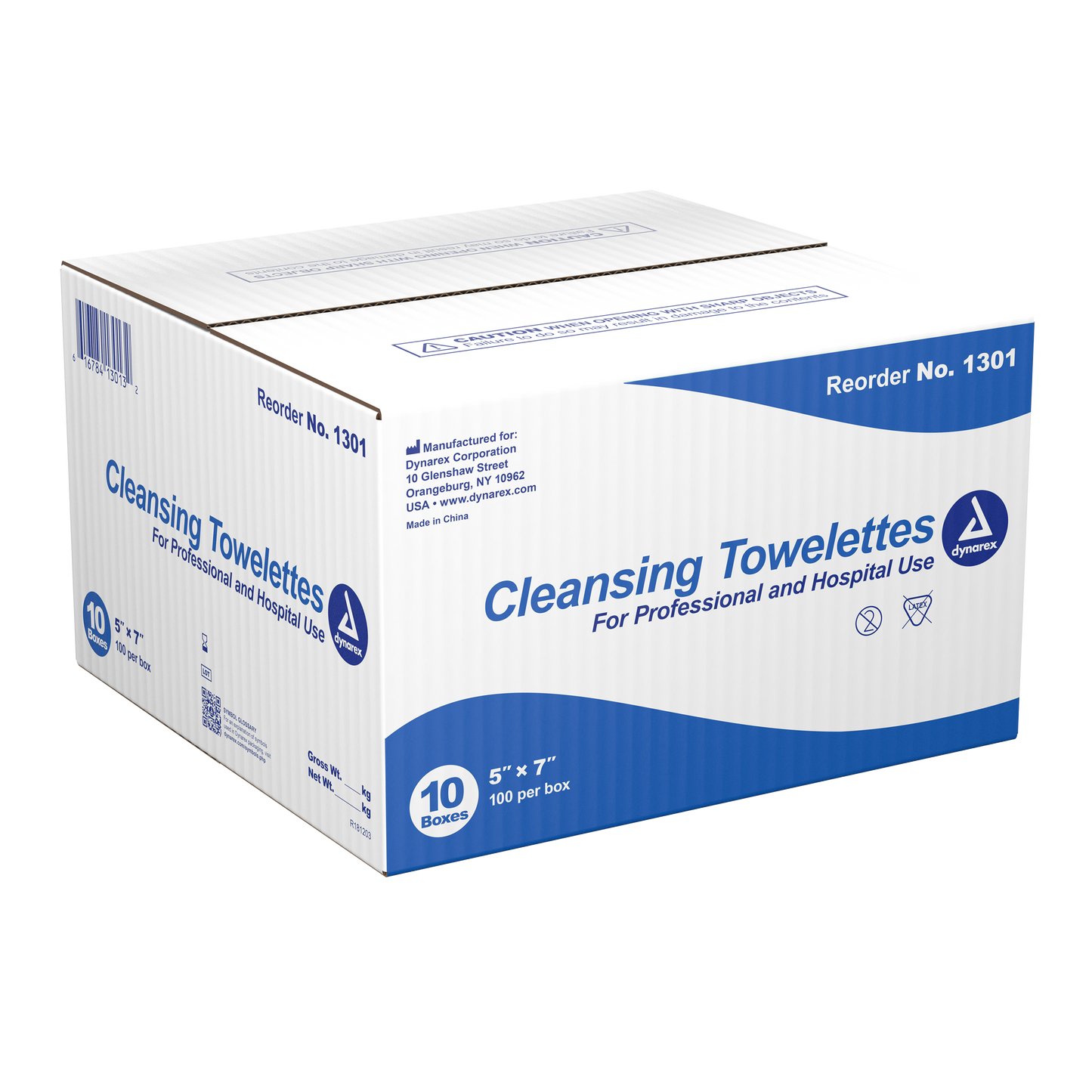 Dynarex - Cleansing Towelettes, 5" x 7", 10 Packs of 100 per Case (1000 Towels)