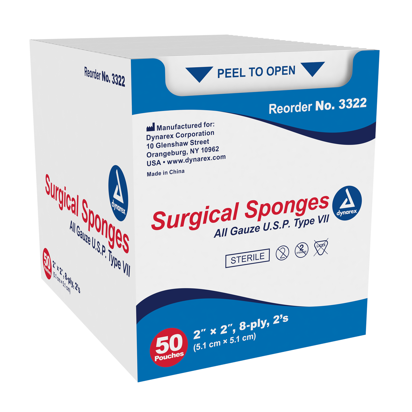 Dynarex - Surgical Gauze Sponge Sterile 2's 2"x 2" 8 Ply