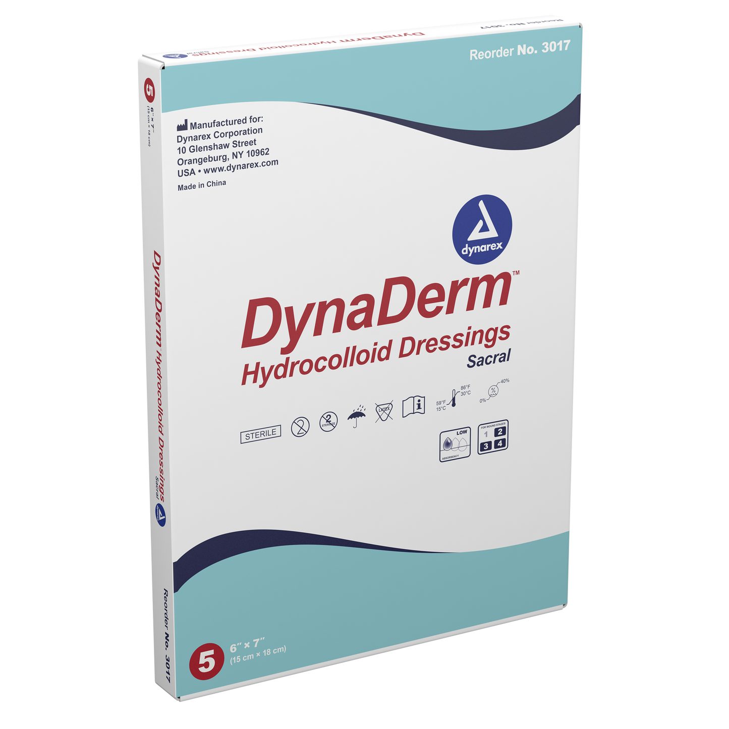 DynaDerm Hydrocolloid Dressing - Sacral - 6"x7"
