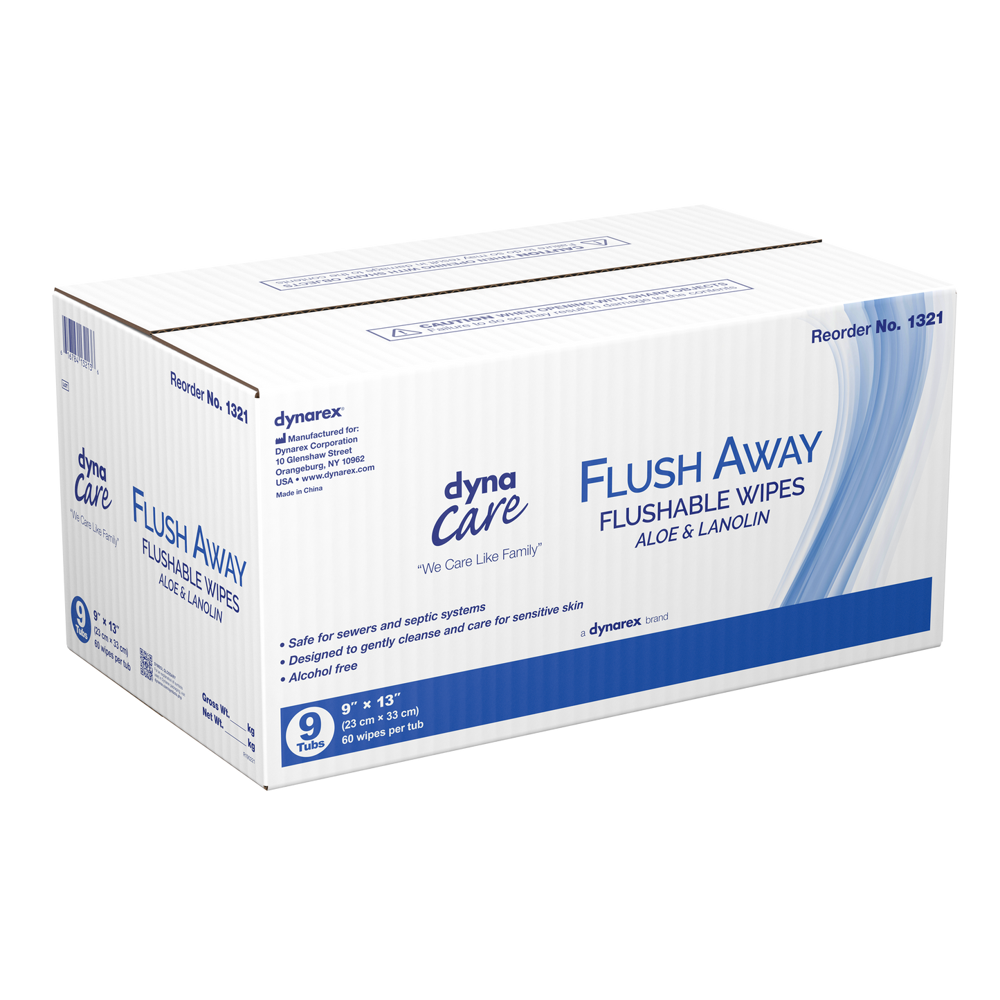 Dynarex - Flushable Wipes (Adult) Tub Pack, 9" x 13"