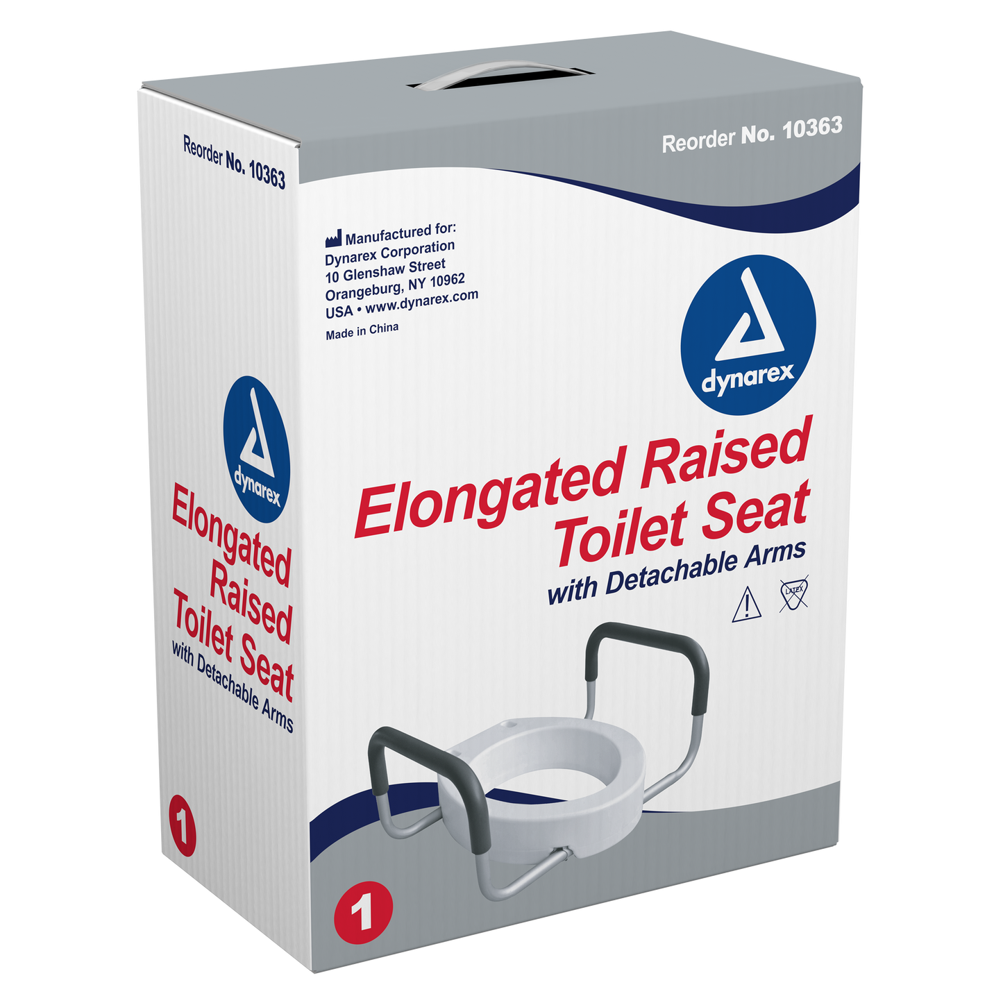 Dynarex - Elongated Raised Toilet Seat with Arms