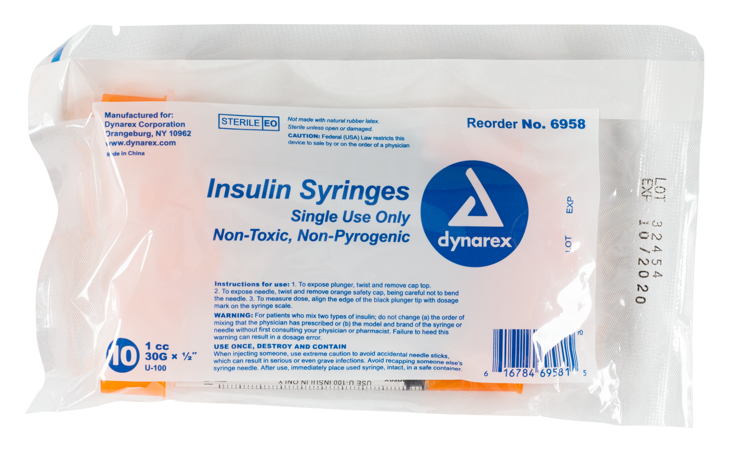 Dynarex - Insulin Syringe N/S - 1cc