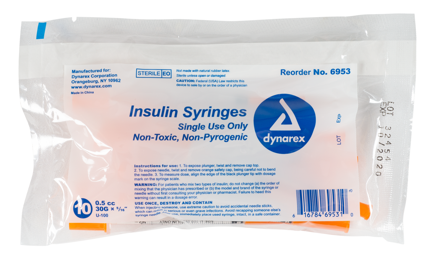 Dynarex - Insulin Syringe N/S - .5cc