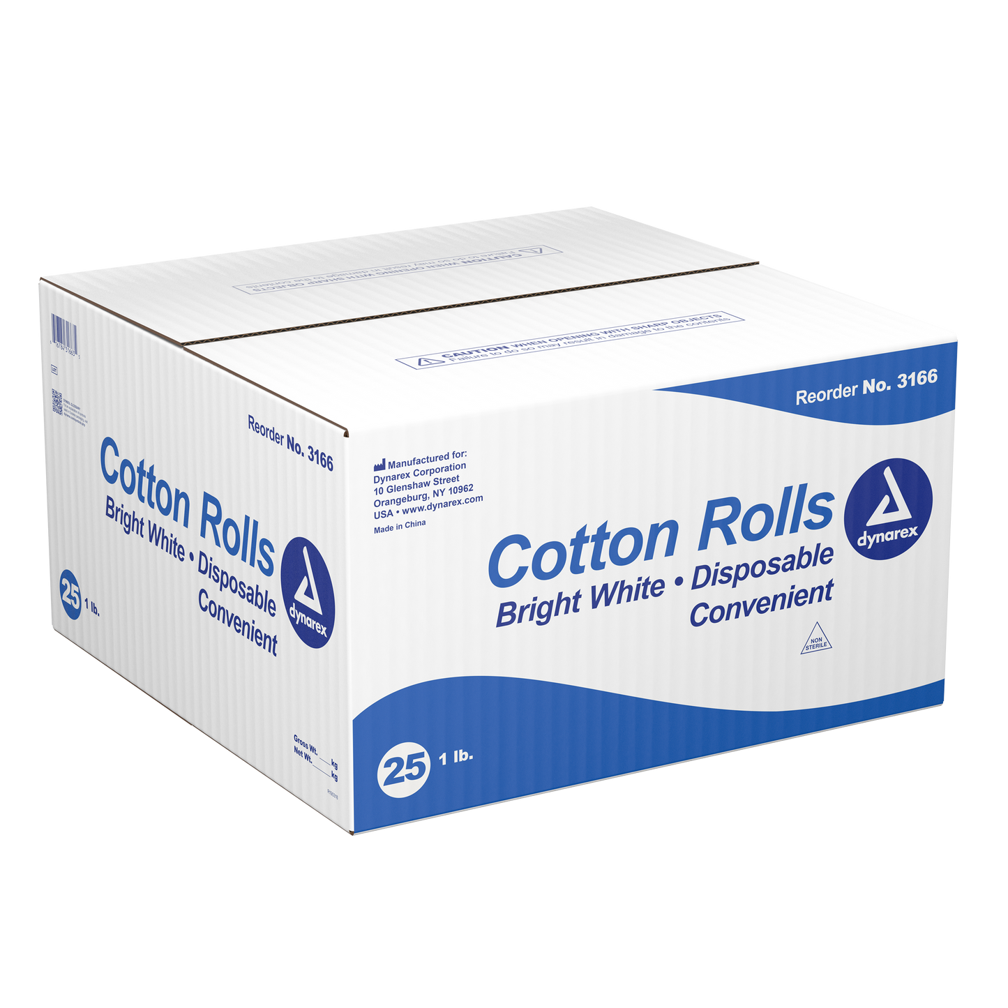 Dynarex - 1lb Cotton Rolls, Case of 25