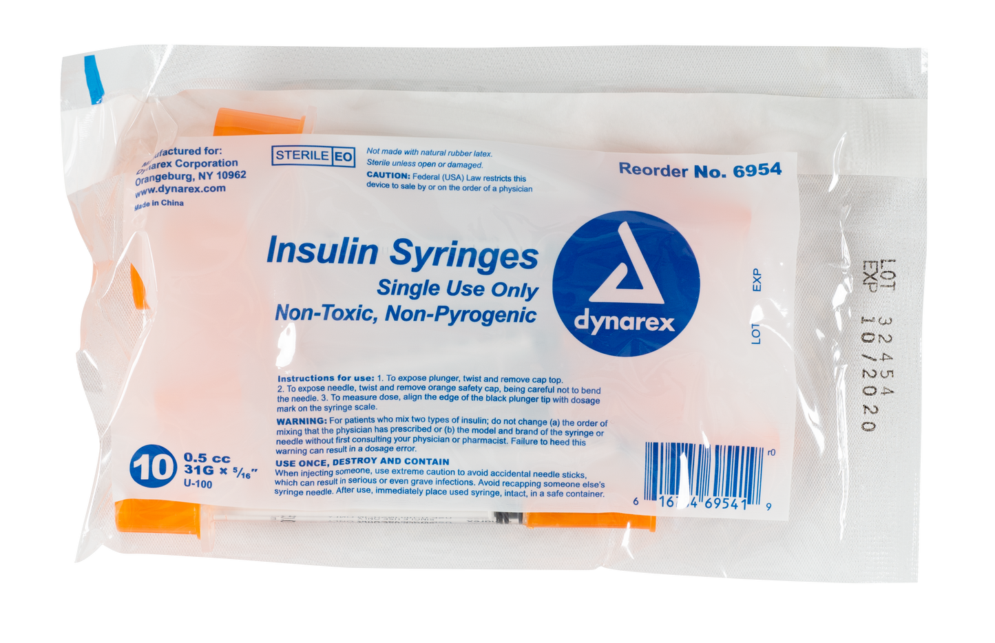 Dynarex - Insulin Syringe N/S - .5cc