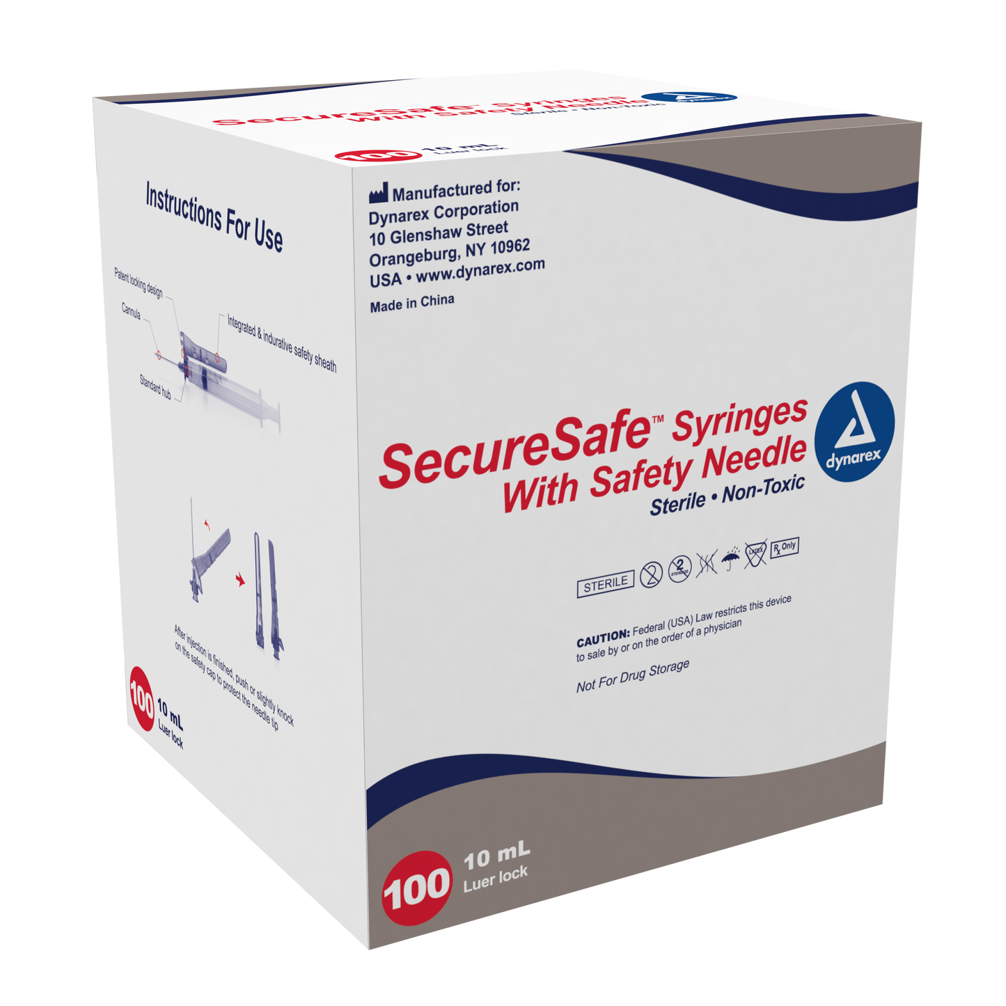 SecureSafe Syringe with Safety Needle  - 10cc - 21G, 1.5" needle