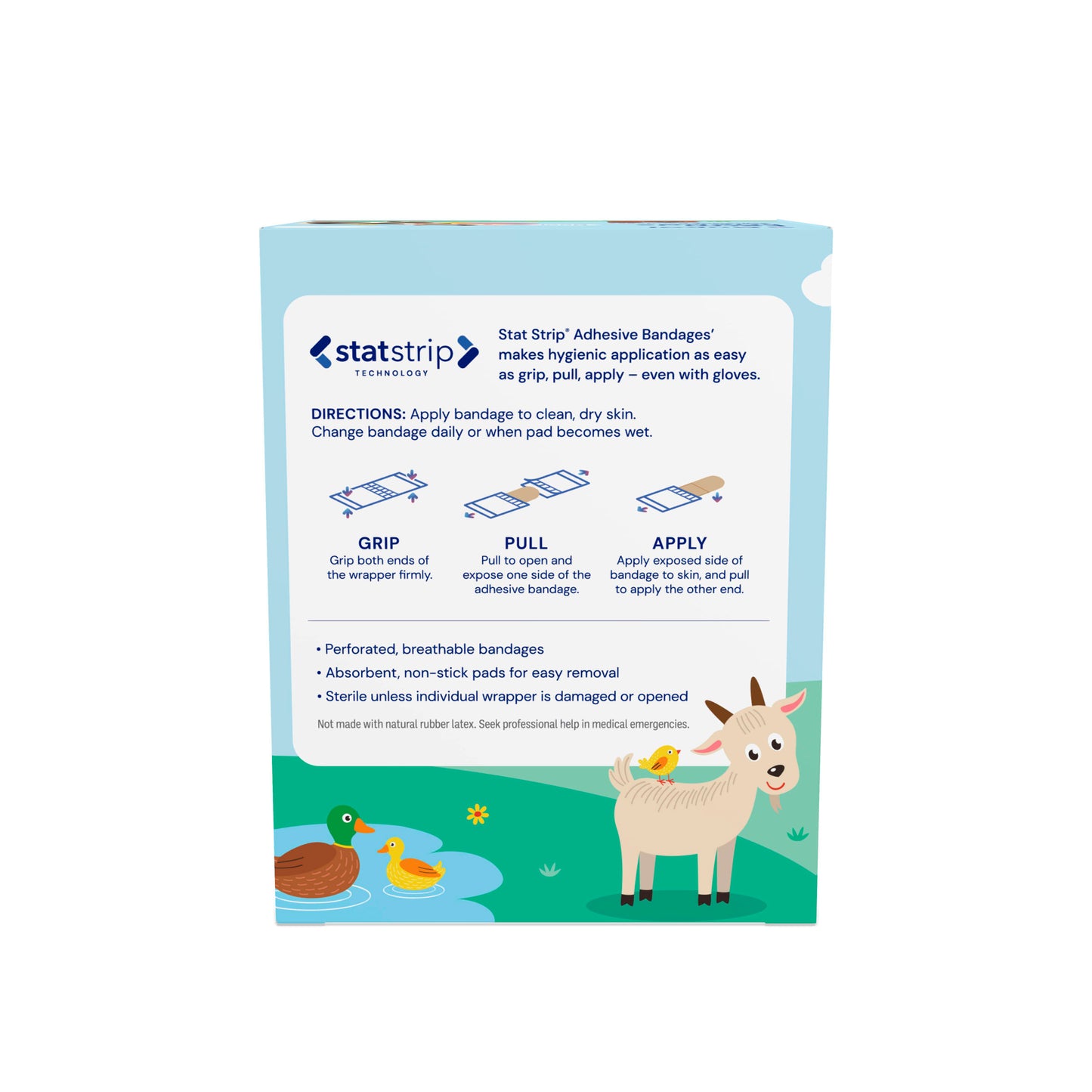 Farm Friends 3/4” x 3” Stat Strip® Adhesive Bandages