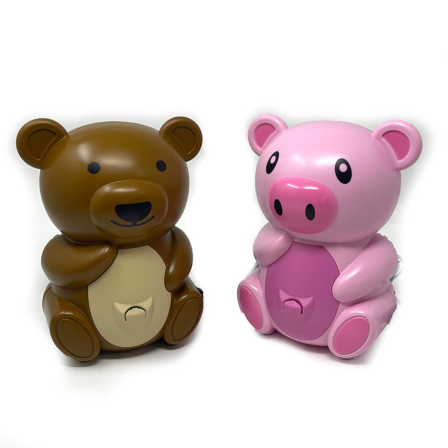 GBM Pediatric Compressor Nebulizers featuring bear and pig designs side by side.