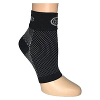 Black GBM mmHg Compression Foot Sleeve angled view showcasing durable fabric and fit.”