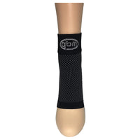 Black GBM mmHg Compression Foot Sleeve straight-on view highlighting full coverage.