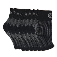 4-pack of black GBM mmHg Compression Foot Sleeves for plantar fasciitis relief.