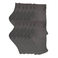 6-pack of grey GBM mmHg Compression Foot Sleeves for durable pain relief.