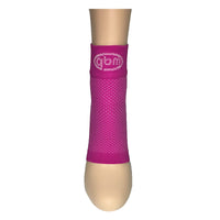 Pink GBM mmHg Compression Foot Sleeve straight-on view with reinforced compression zones.