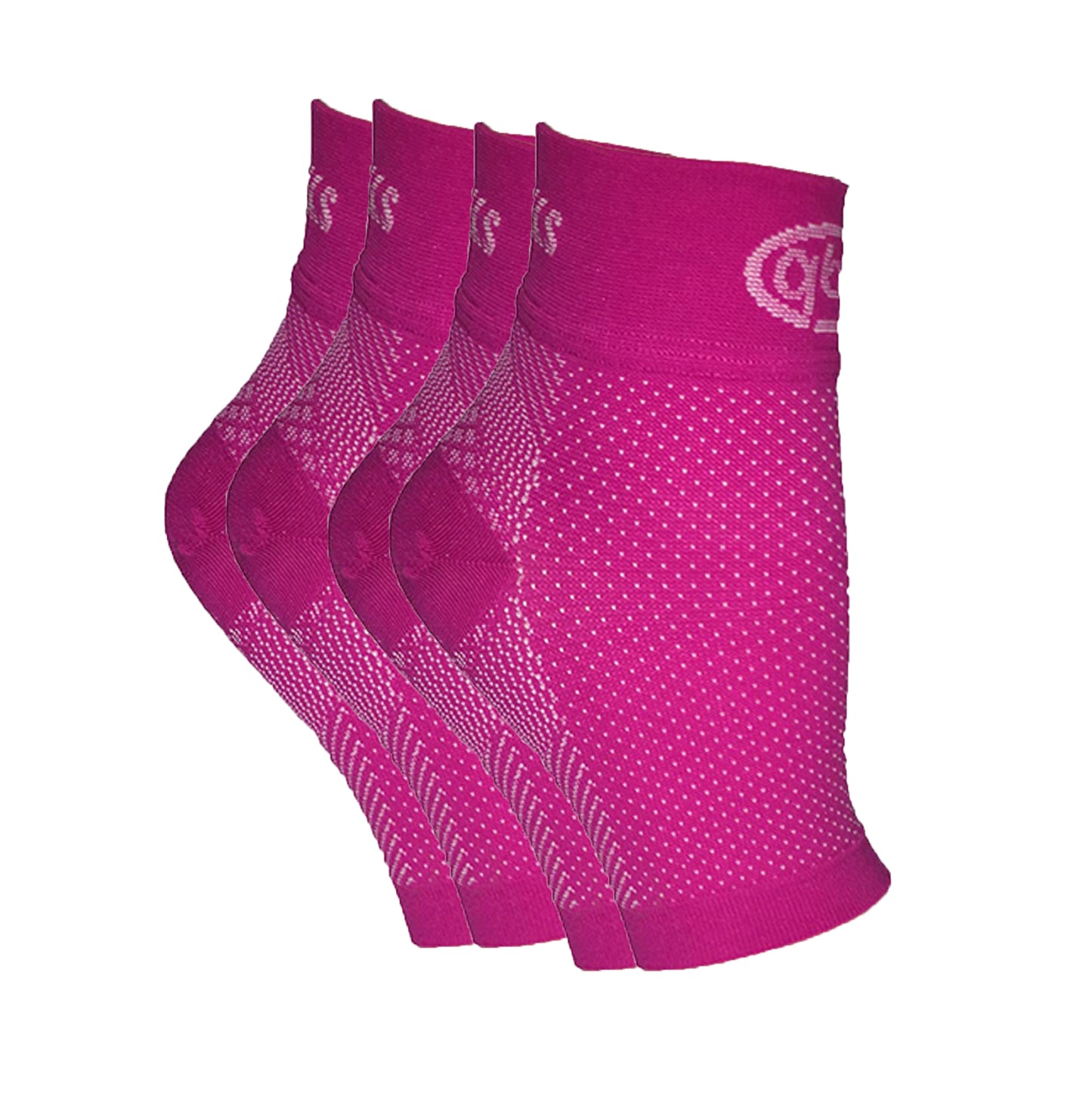 2-pack of pink GBM mmHg Compression Foot Sleeves for stylish pain relief.