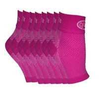 4-pack of pink GBM mmHg Compression Foot Sleeves for stylish comfort and relief.