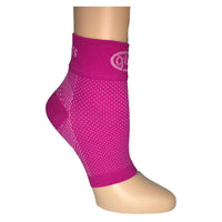 Pink GBM mmHg Compression Foot Sleeve angled view displaying stylish and functional design.