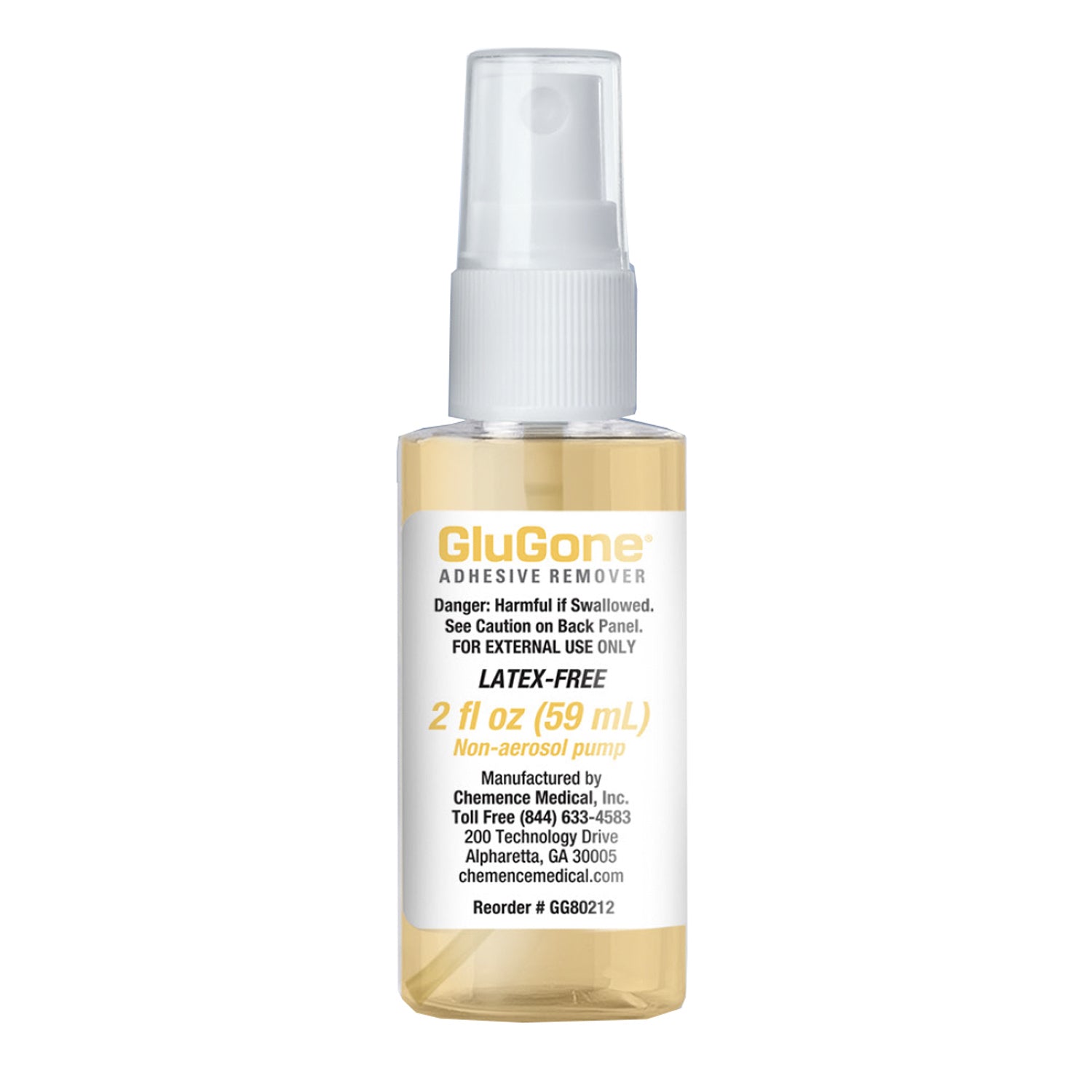 GluGone Adhesive Remover – 2 oz spray bottle with skin-safe, non-irritating formula