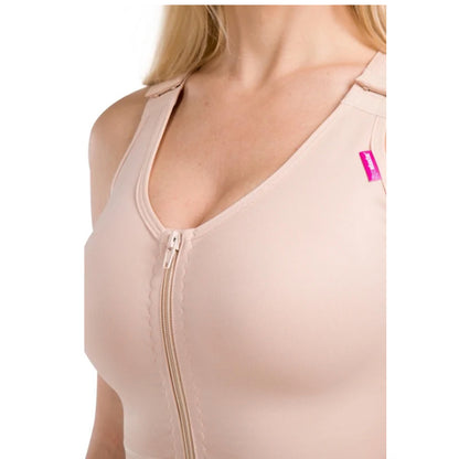 Close-up of zipper detail on Lipoelastic MH Special Comfort beige compression bodysuit