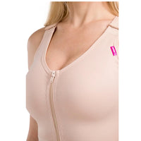 Close-up of zipper detail on Lipoelastic MH Special Comfort beige compression bodysuit
