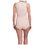 Back view of woman wearing Lipoelastic MH Special Comfort beige compression bodysuit