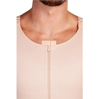 Close-up of beige Lipoelastic MTm Comfort men’s compression vest with front zipper fastening