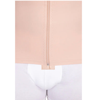 Close-up of lower zipper detail on Lipoelastic MTmL Comfort men’s beige compression vest