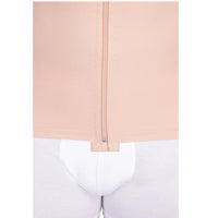 Close-up of lower zipper detail on Lipoelastic MTmL Comfort men’s beige compression vest