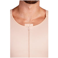 Chest area detail of Lipoelastic MTmL Comfort men’s beige compression vest with zipper closure