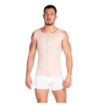 Man wearing Lipoelastic MTmL Comfort men’s extended compression vest in beige, front view