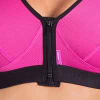 Front zipper detail of pink LIPOELASTIC PI Unique compression bra