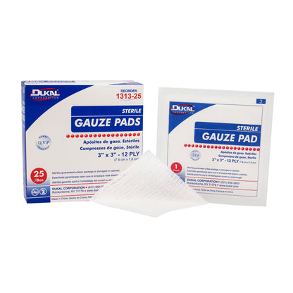 Sterile, Gauze Pad, 3" x 3", 12-ply, 25pk