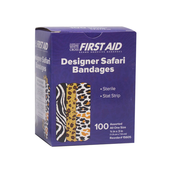 Designer Adhesive Bandages, Sterile, Designer Safari, 3/4" x 3"