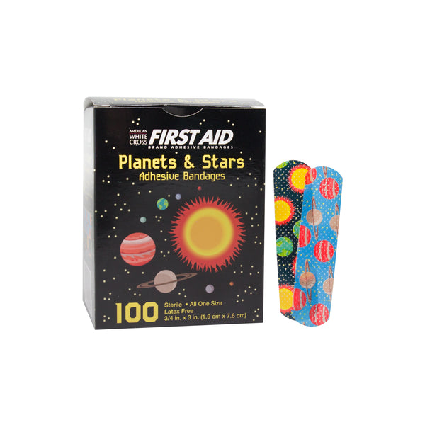 Designer Adhesive Bandages, Sterile, Planets and Stars, 3/4" x 3"