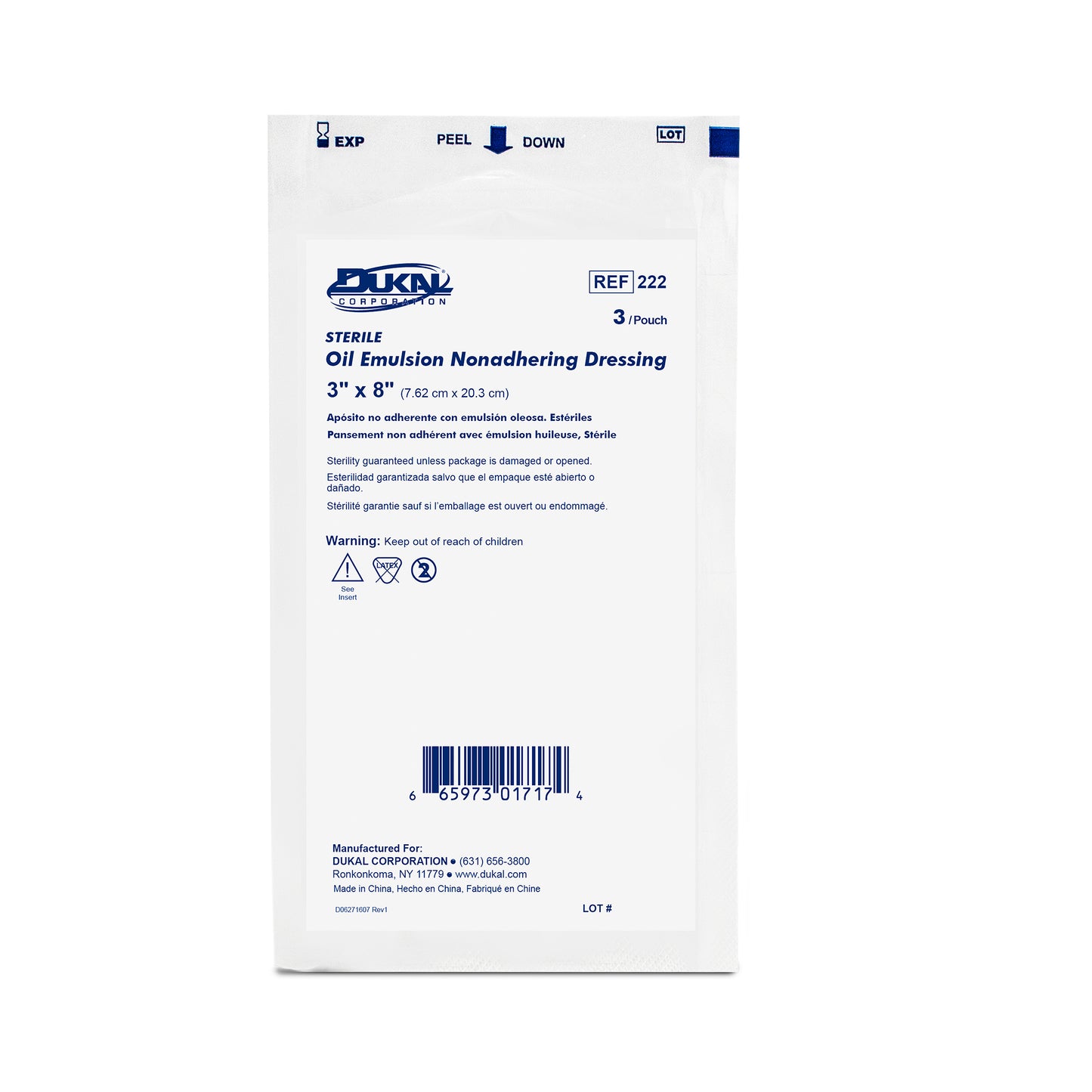 Oil Emulsion Dressing, 3" x 8", 3/pk