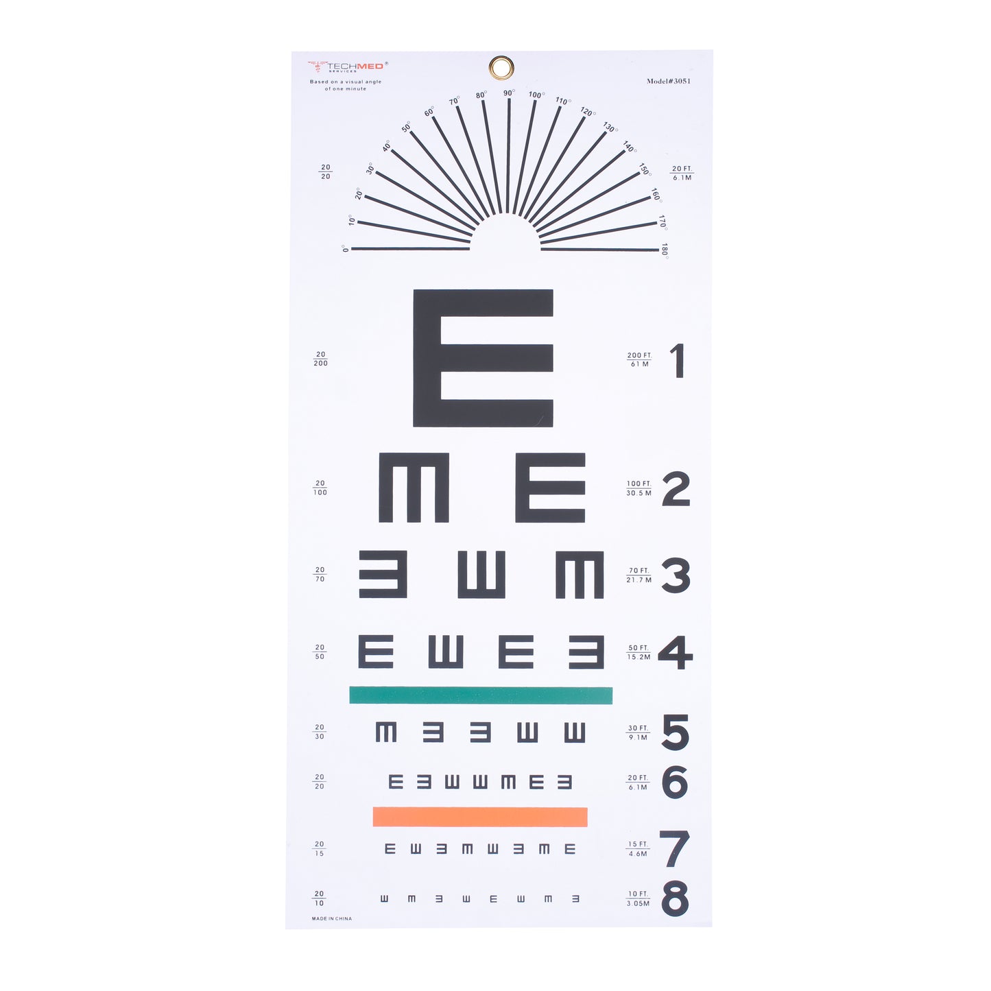 Plastic Eye Test Chart, Tumbling E