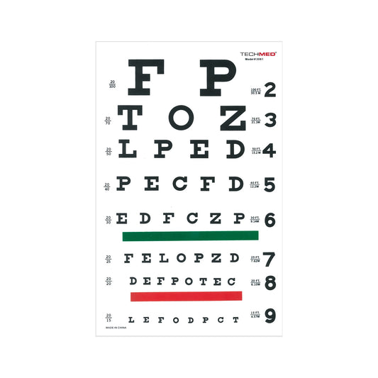 Illuminated Snellen Eye Chart, 20 ft