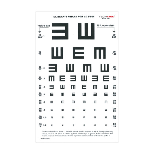 Illuminated Tumbling-E Eye Chart, 10 ft