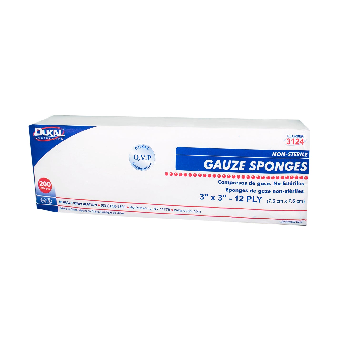 Non-Sterile, Gauze Sponge, 3" x 3", 12-ply, 200bg