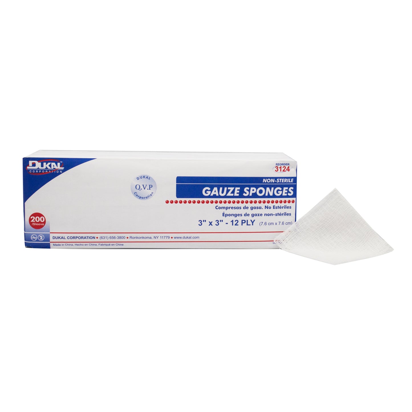 Non-Sterile, Gauze Sponge, 3" x 3", 12-ply, 200bg