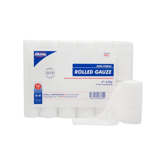 Non-Sterile, Rolled Gauze, 3", 2-ply