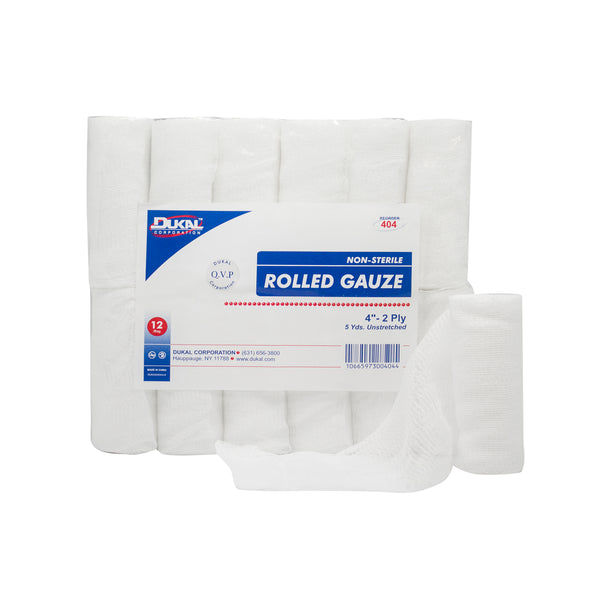 Non-Sterile, Rolled Gauze, 4", 2-ply
