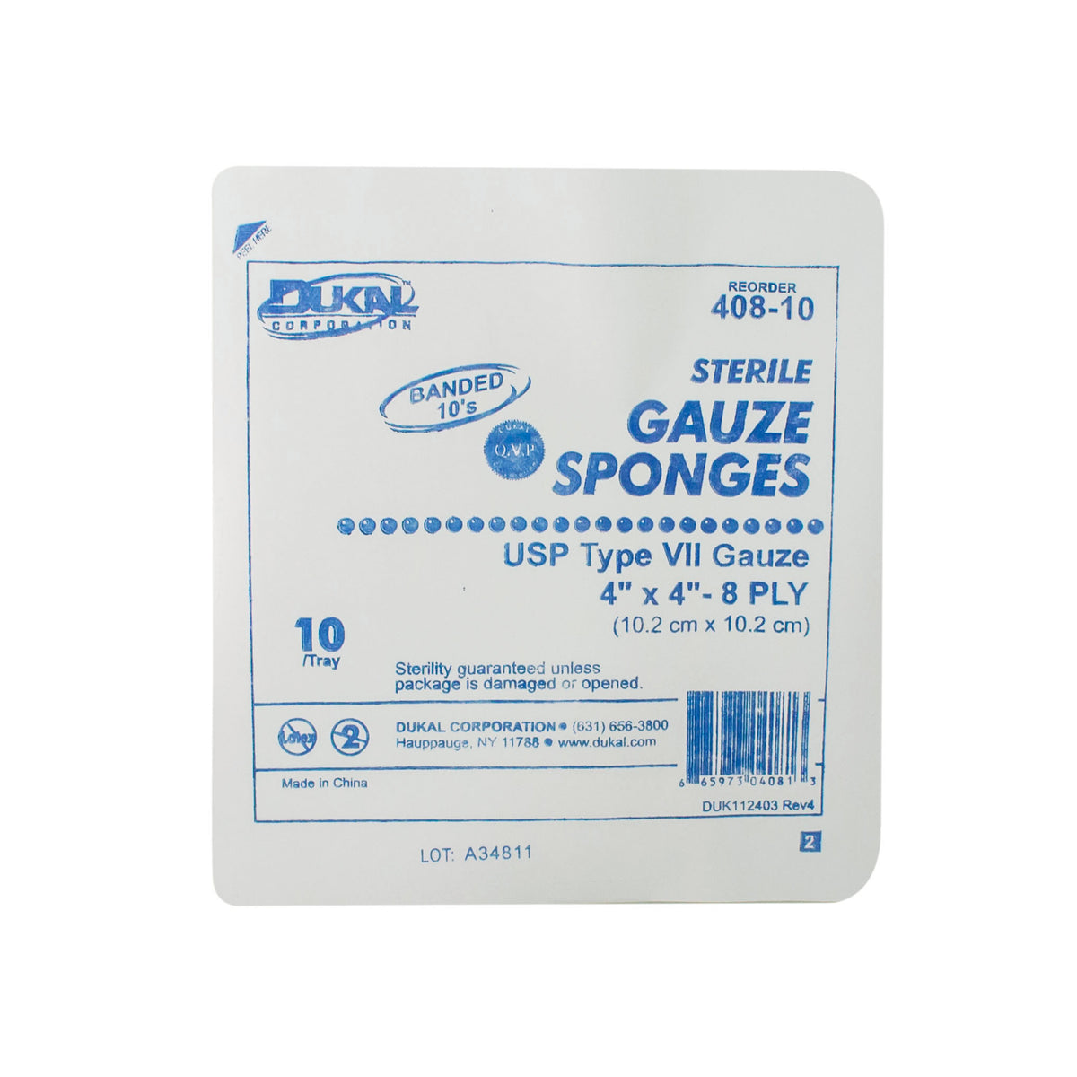 Sterile, Type VII Tray Gauze, 4